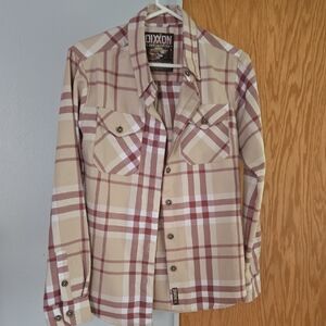 DIXXON Men's Casual Plaid Shirt - Tan and Brown